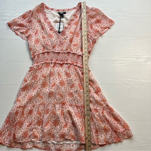 PAIGE Giannina Dress Womens Small Orange Paisley Silk Chiffon Short Sleeve - Picture 4 of 16